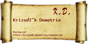 Krizsák Demetria névjegykártya